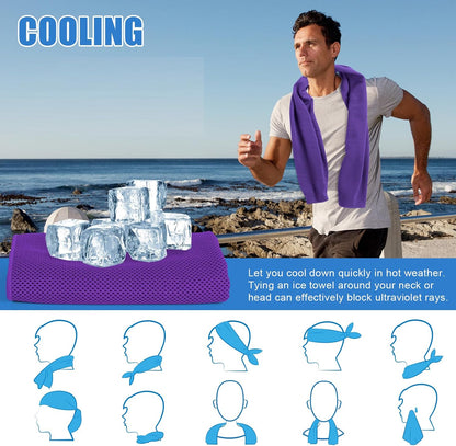 4 Pack Cooling Towels Wrap for Neck Face,Ice Cold Towel Rags Quick Dry for Gym Fitness Yoga Tennis Cycling Running Hiking Workout Sweat(Multicolor-02)