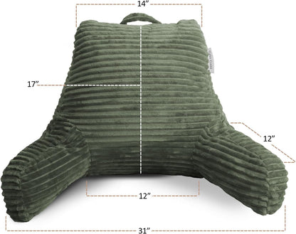 Clara Clark Reading Pillow for Bed Adult – Back Pillow for Sitting in Bed, Standard Bed Pillows for Sitting Up, Foam Chair Pillow, Sage Green Rest Pillow
