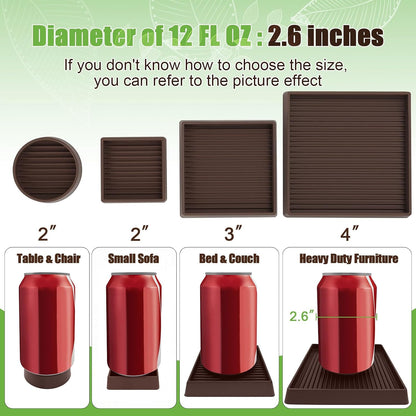 xxxHOLIC Rubber Non Slip Furniture Pads, 2" Black Round, Set of 4 | Furniture Grippers for Hardwood Floors, Anti Skid Caster Cups, Bed Frame & Couch Stoppers, Floor Protectors for Heavy Duty