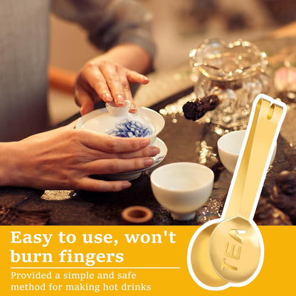 10Pcs Tea Bag Squeezer Tongs, Gold Tea Spoon for Loose Tea, Strainer Tongs Holder Round Tea Bag Clamp, Tea Filter Spoon Clamp Tea Strainer for Gripping Loosing Leaf,Ice cubeand Lemon Slice