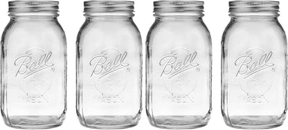 Ball Regular Mouth 32-Ounces Mason Jar with Lids and Bands, Clear,(Pack Of 2)