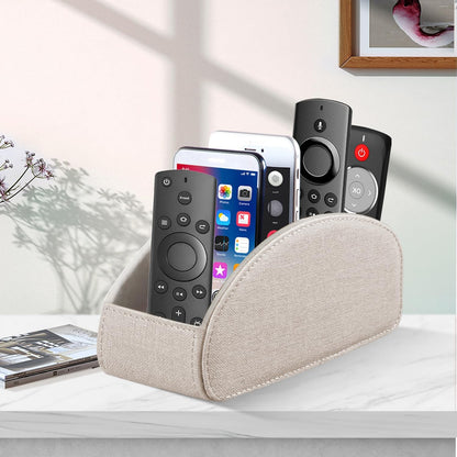 Pu Leather TV Remote Control Holder with 5 Compartments,Remote Caddy/Tray | Bedside Table Desk Storage Box/Organizer for Pen,DVD,Blu-Ray,Media Player,Heater Controller,Cosmetics,Glasses,Office Supplies