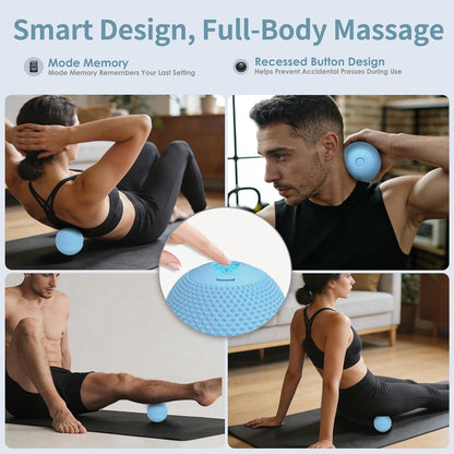 Heating Vibrating Massage Ball with 7 Modes & Memory Function for Myofascial Release, Deep Tissue and Trigger Point Muscle Therapy - Targets Back, Hip, Leg, Neck & Foot (Black)