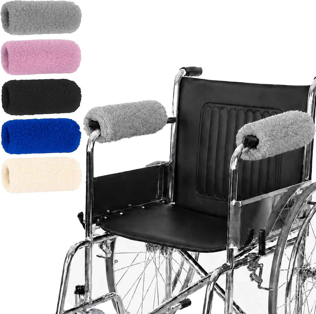 Vive Wheelchair Armrest Pads (2 PCS) - Memory Foam Sheepskin Cushion