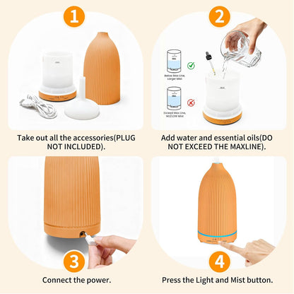 URPOWER 300mL Essential Oil Diffusers for Home Aromatherapy Diffuser | Up to 10 Hrs High/Low Mist Settings Quiet Diffuser Oil Machine Humidifiers Ideal for Bedrooms Living Rooms & Home Offices