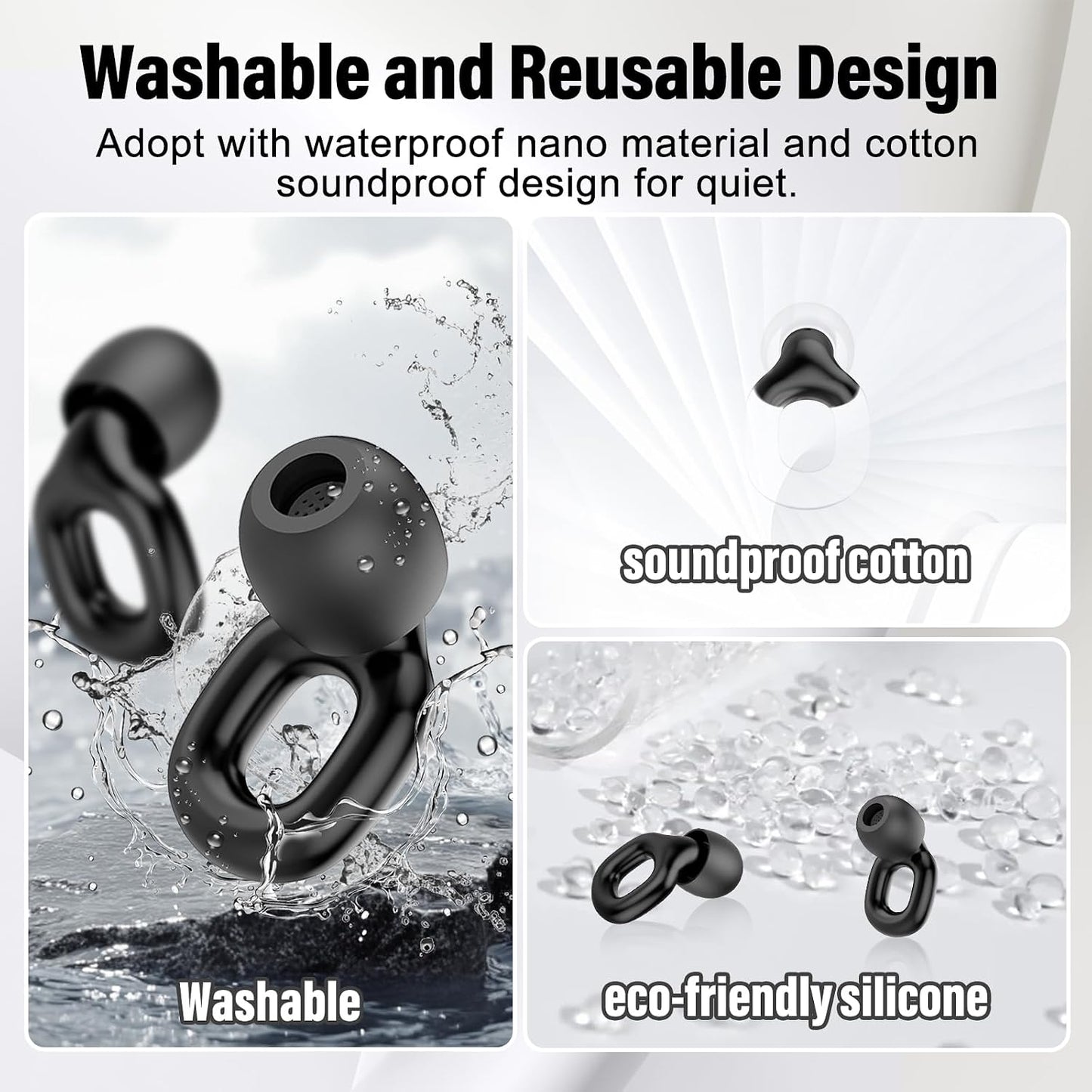 Ear Plugs for Sleeping, 35dB Noise Reduction Hearing Protection EarPlugs, Reusable Silicone Earplug, 7 Pair Eartips in XS/S/M/L Replaceable Single/Double Ear Plug for Sleep, Study, Work, Events