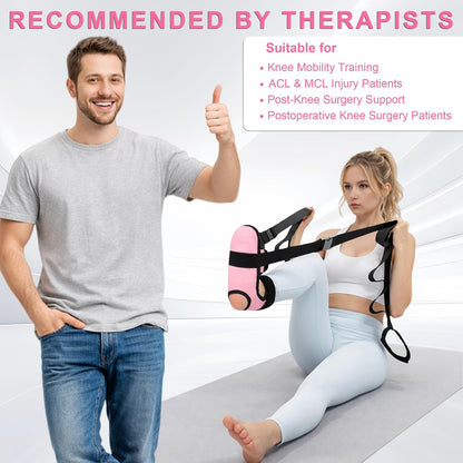 Knee Replacement Recovery Aids, Leg Stretcher Strap Kit | Adjustable Foot Cradle with 0 lb and 5 lb Resistance Bands, Range of Motion Training for Hip and Knee Exercises, Storage Bag