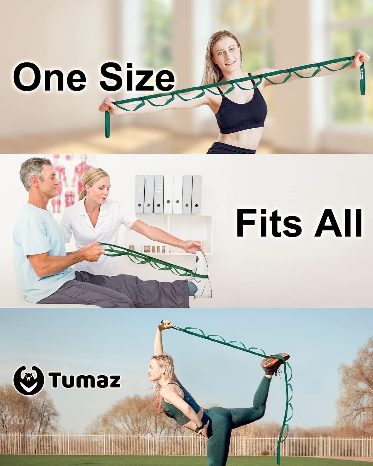 Stretching Strap, 10-Loop Non-Elastic Yoga Strap | Designed for stretching, yoga, Pilates and rehab with 10 loops, durable webbing and a longer 79-inch design