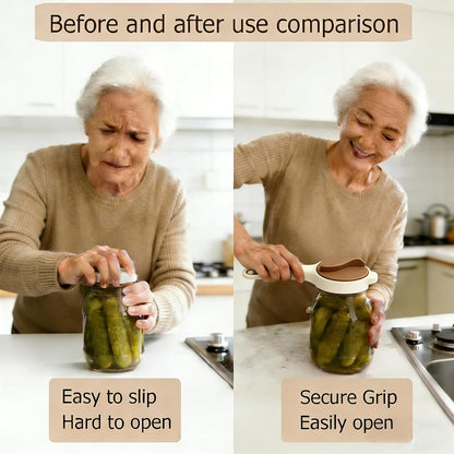 4-in-1 Jar Opener for Weak Hands, Adjustable Lid & Bottle Opener Black | Ergonomic non-slip grip for arthritis hands, opens jars bottles cans, adjustable multi-size lid remover, durable kitchen tool