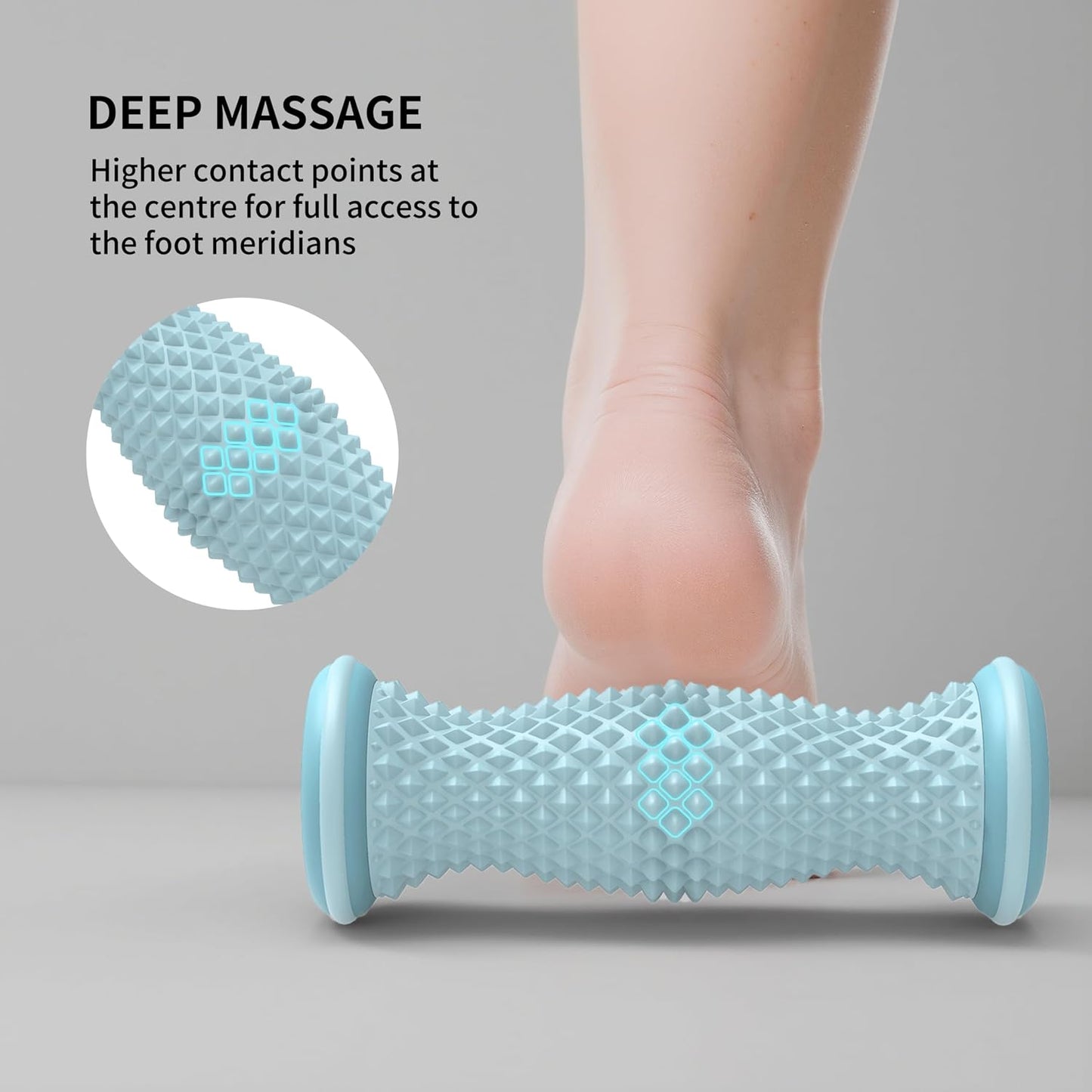 Foot Roller Massager for Plantar Fasciitis Relief, Portable Silent Deep Tissue Massager Tool for Arch and Heel Pain-Grey