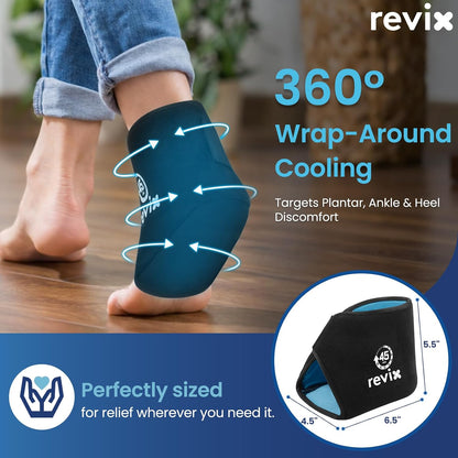 REVIX Ankle Ice Pack Wraps for Plantar Fasciitis Relief, 45-Min Coldness | Gel Cold Compress Wrap for Feet Pain Relief, Reusable Ice Pack for Foot with Ice Grid Design for Achilles Tendonitis, 2 Packs