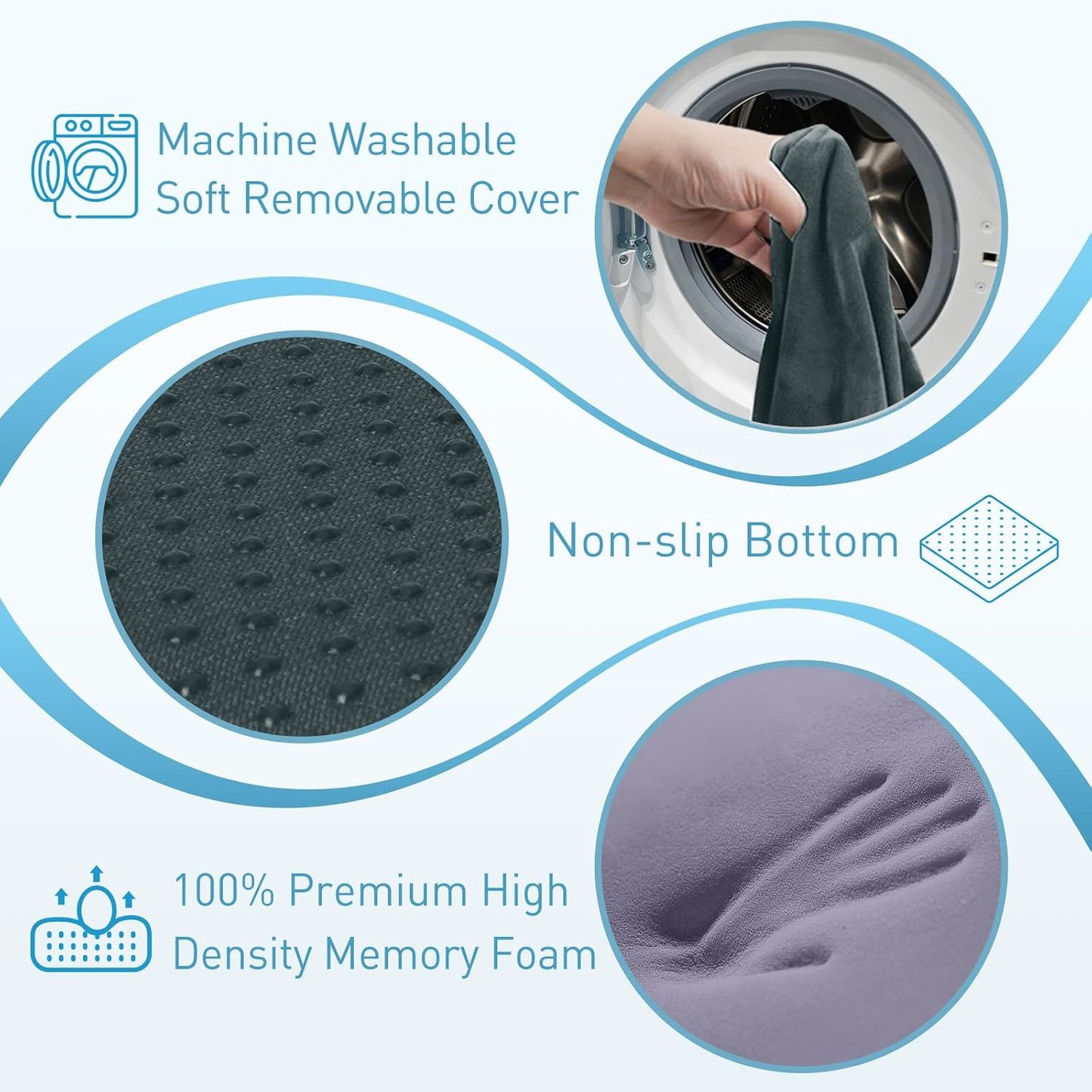 BlissTrends Memory Foam Seat Cushion for Office Chair & Car Seat, Black | 4.7in Ergonomic Tailbone & Sciatica Support with Removable Velvet Cover for Pressure Relief and Long Sitting Comfort