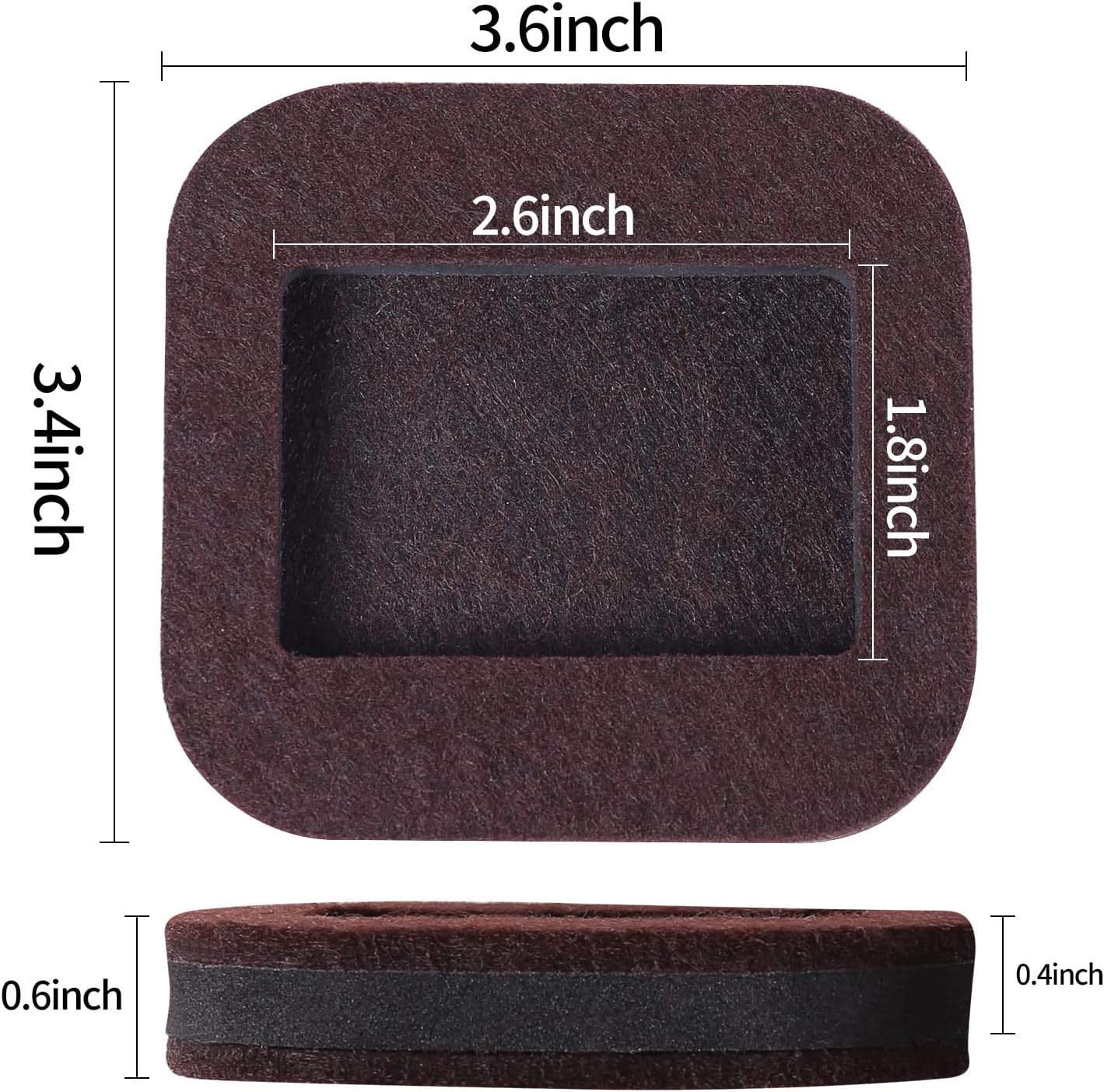 12 PCS Felt Furniture Coasters Caster Cups for Hardwood Floors, Felt Bottom Furniture Pads, Bed Office Chair Fridge Furniture Wheel Stopper to Prevent Sliding and Scratches (Black, L: 2.6" * W:1.8")