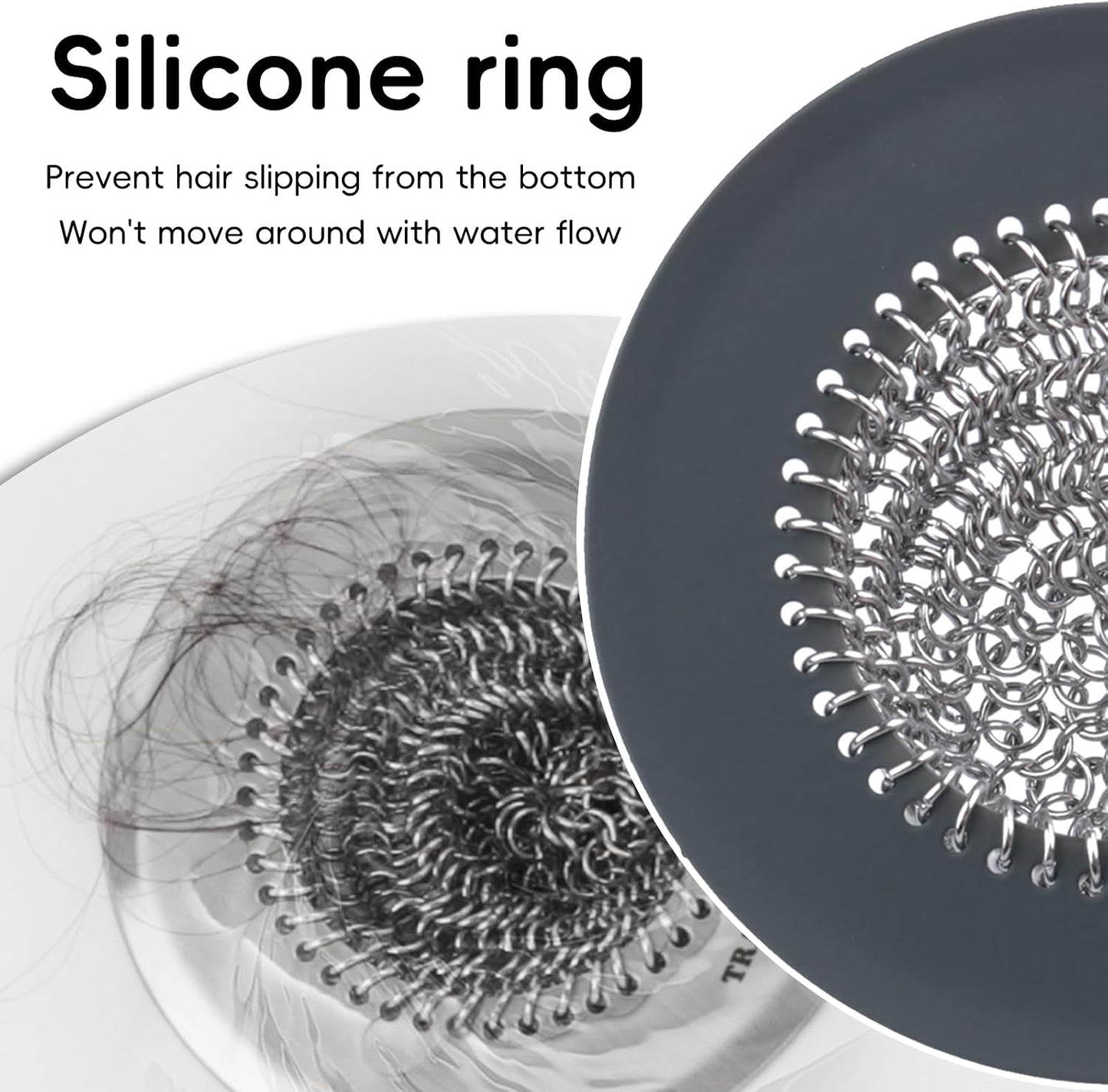 TRAPMATE Shower Drain Hair Catcher, 4.4" Anti-Clogging Bathtub Drain Cover | Easy Flip Cleaning, Traps Hair with Fast Drainage, Anti-Slip Drain Protector Fits Regular & Pop-up Drains (Patented Product)