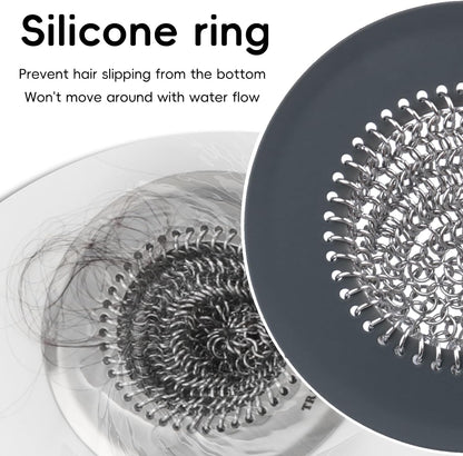 TRAPMATE Shower Drain Hair Catcher, 4.4" Anti-Clogging Bathtub Drain Cover | Easy Flip Cleaning, Traps Hair with Fast Drainage, Anti-Slip Drain Protector Fits Regular & Pop-up Drains (Patented Product)