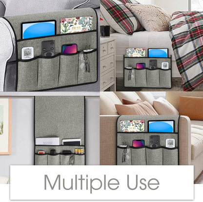 Joywell Remote Caddy Couch Remote Control Holder for Recliner Sofa Armrest Organizer Non Slip Arm Chair Caddie with 6 Pocket Storage for Magazine, Tablet, Phone, iPad, Black