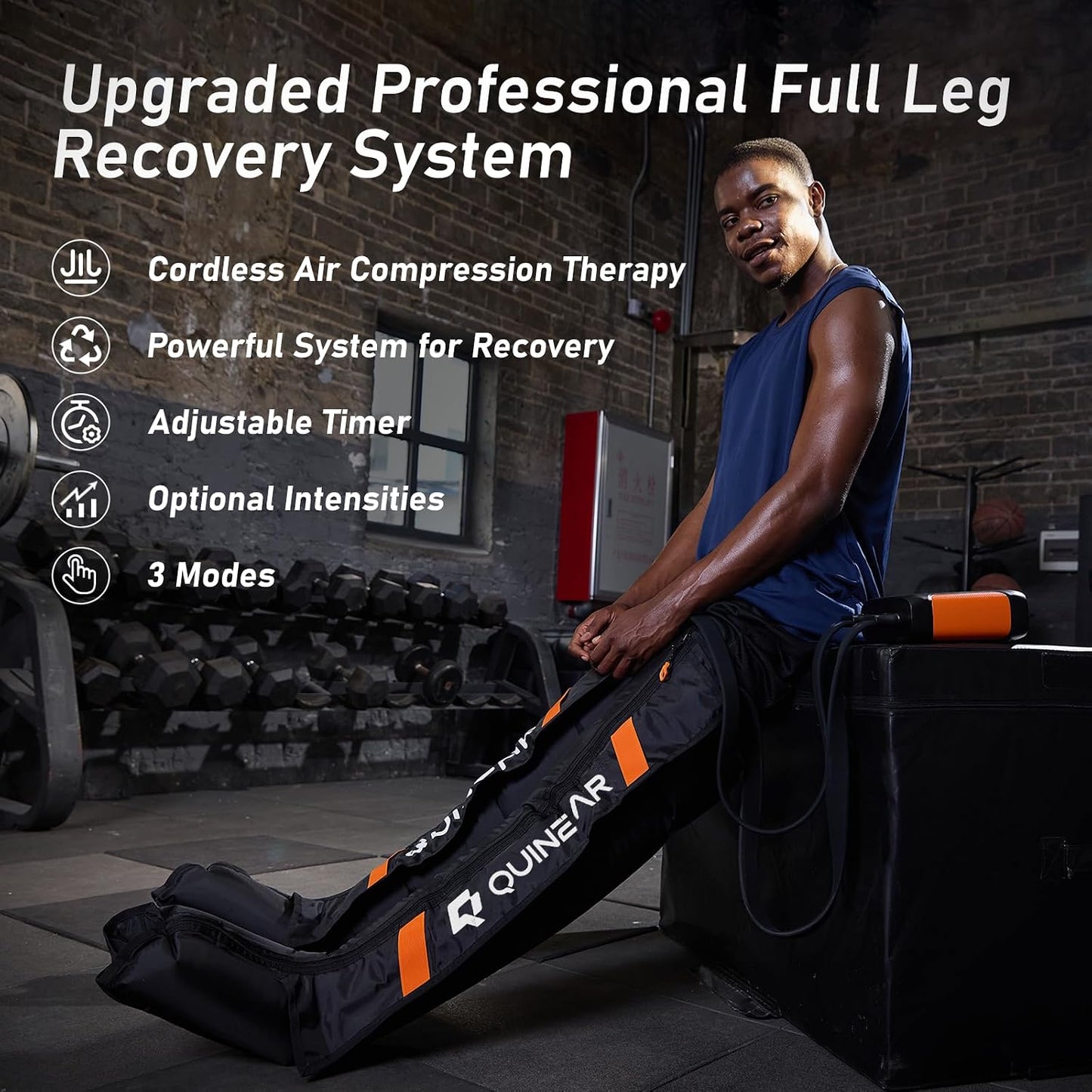 QUINEAR Professional Leg Recovery System, Cordless Air Compression Boots with Sequential Compression, Leg and Foot Massager, Fast Recovery Therapy for Athletes, FSA-HSA Eligible (Medium)