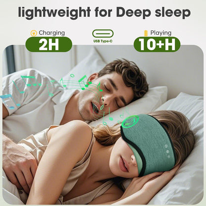 Sleep Headphones with Bluetooth 5.4 Sleep Mask, Bamboo Cotton Music Wireless Bluetooth Eye Mask for Sleeping, Earphones HD Speaker Microphone for Travel