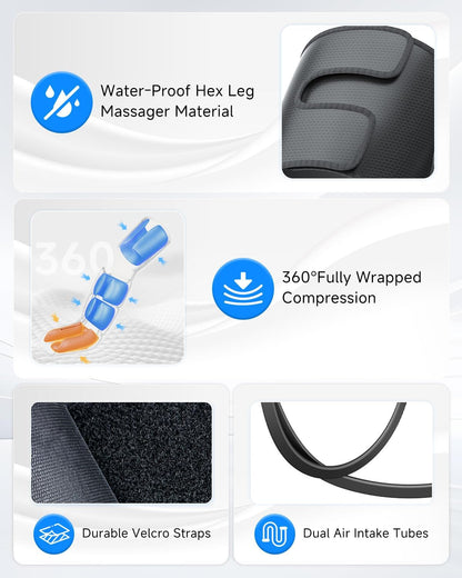 Leg Compression Boots: Foot Compression Massager with 3 Heating 3 Modes 3 Intensities, Leg Massager Relaxation System for Muscle - FSA Eligible Gift for Mom, Dad (Black, Medium)