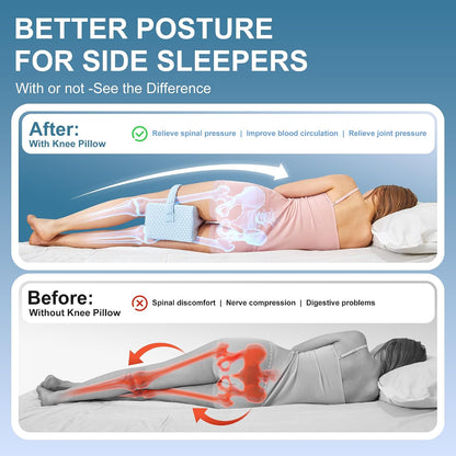 UJPFEO Knee Pillow for Side Sleepers, Leg Pillow for Sciatica, Back, HIPS, Knees, Joints Pain Relief,Pillows for Between Legs While Sleeping Spine Alignment Support & Relieves Pressure,Cooling White