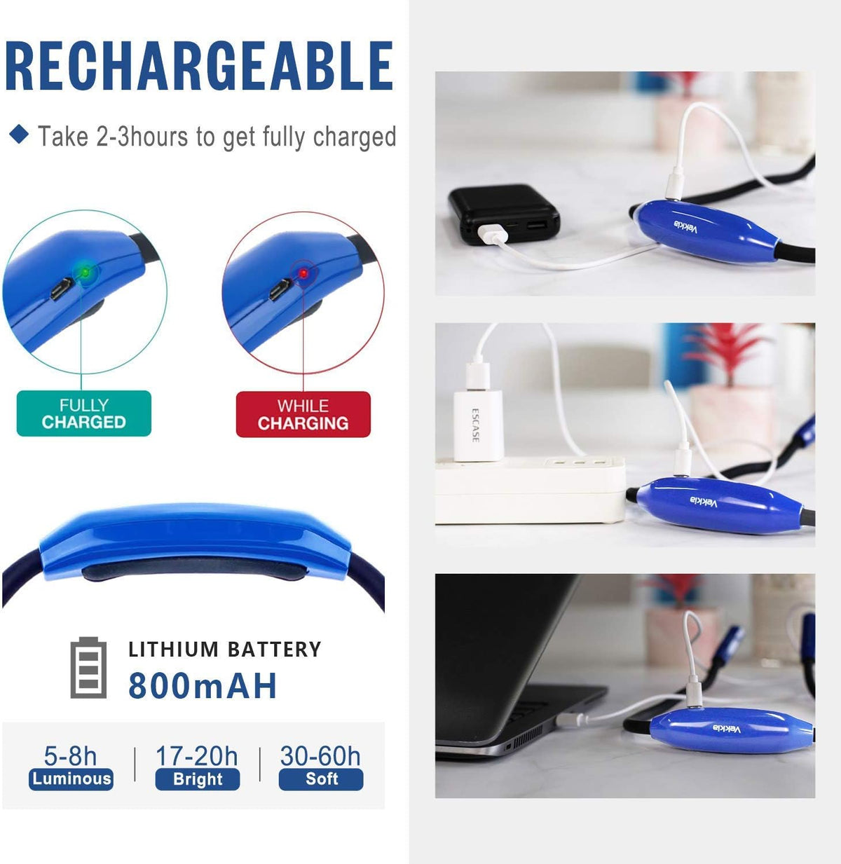 Vekkia Lightweight Neck Reading Light - 3 Colors, 9 Brightness