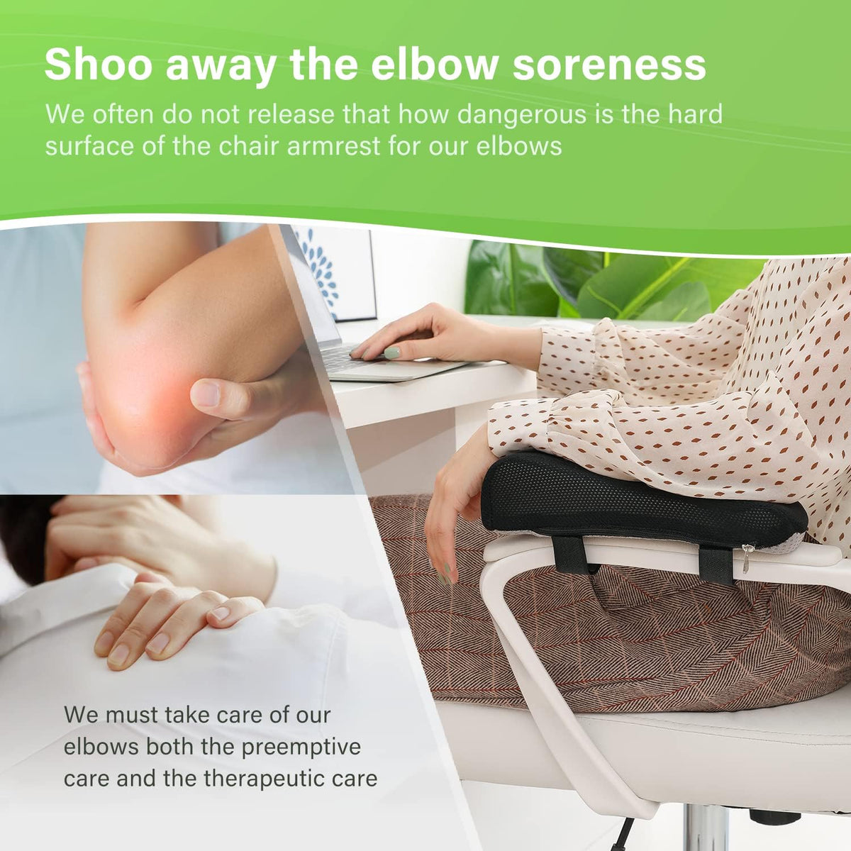 LargeLeaf Chair Ergonomic Armrest Pads Elbow Pillow Pressure Relief Office Chair Gaming Chair armrest with Memory Foam armrest Pads 2-Piece Set of Chair (Black_Velvet)