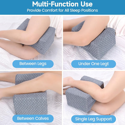 SweetSlubr Memory Foam Knee Pillow for Side Sleepers, Leg Pillow, White | Support Leg Pillows for Side Sleeping Soothing Relief, Smooth Spine Alignment Pillow for Hip, Sciatica, Knee, Joints Pain