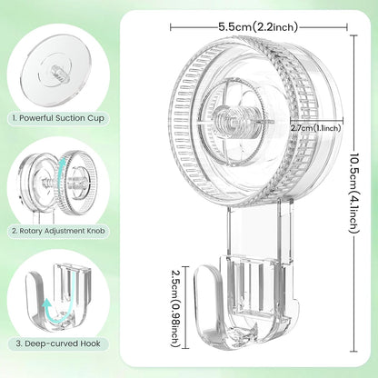 LUXEAR Suction Hooks, 2 Pack Razor Hooks Removable & Reusable | Shower Hook Damage-Free Powerful Suction Hanger for Towel Bathrobe Loofah Bathroom Kitchen Storage Hooks Weather Hanger