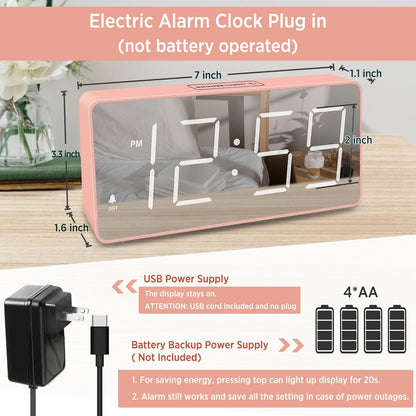 Peakeep Digital Alarm Clock for Bedroom Bedside, Large Display, USB Charger