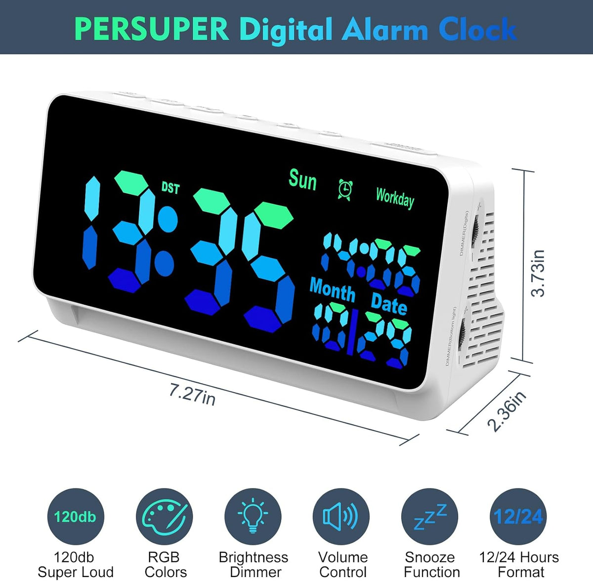120db Super Loud Alarm Clock for Heavy Sleepers, Bluetooth Connection