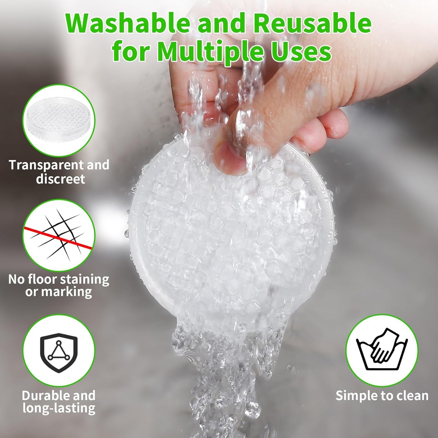 2" Square 12PCS Clear Non Slip Furniture Pads for Hardwood Floors Protector | Rubber Furniture Caster Cups, Chair Coasters for Carpet with Grip, Carpet Protector for Furniture Legs - Protect Any Flooring