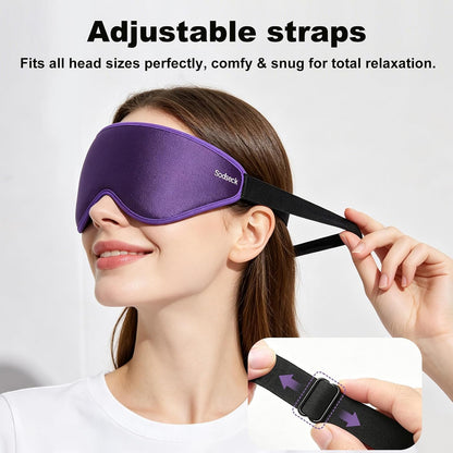 3D Contoured Sleep Eye Mask, Zero Eye Pressure Light Blocking Sleeping Mask, Night Blindfold with Adjustable Strap, Ultra Comfort Eye Shade Cover for Side Sleeper Men Women, Travel (Purple)