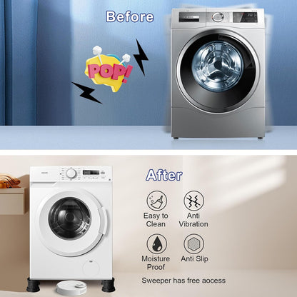 4Pcs Anti Vibration Pads for Washing Machine, Reduce Washer Dryer Moving | Washer and Dryer Pedestals,Prevents Noise Vibration Transfer, Antivibration Stabilizer Support Feet (Increase1.8in)