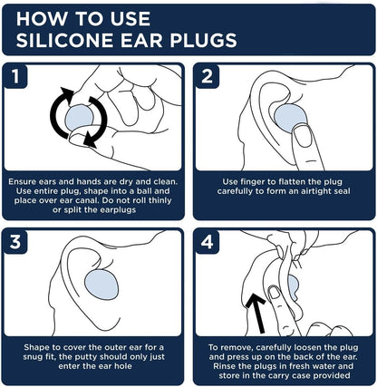 4 Pair Moldable Silicone Ear Plugs for Swimming, Sleeping, Concerts, Reusable Waterproof Swimming Ear Plugs for Adult, Men, Women, Water Play Accessories for Surfing, Floating, Pool