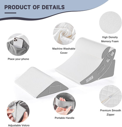 Yojoker Leg Elevation Pillows for Swelling, Memory Foam Wedge Pillow for Legs Blood Circulation, Leg Elevation Pillows for After Surgery, Knee Wedge Pillow for Sleeping Back Hip Ankles Relief