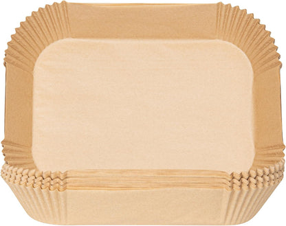 Restaurantware-Pastry Tek 8.1 x 5.5 x 1.8 Inch Air Fryer Liners, 100 Rectangle Air Fryer Baskets - No-Stick Silicone Coating, Unbleached, Food-Grade Paper Liners, For Steamer, Microwave, Oven