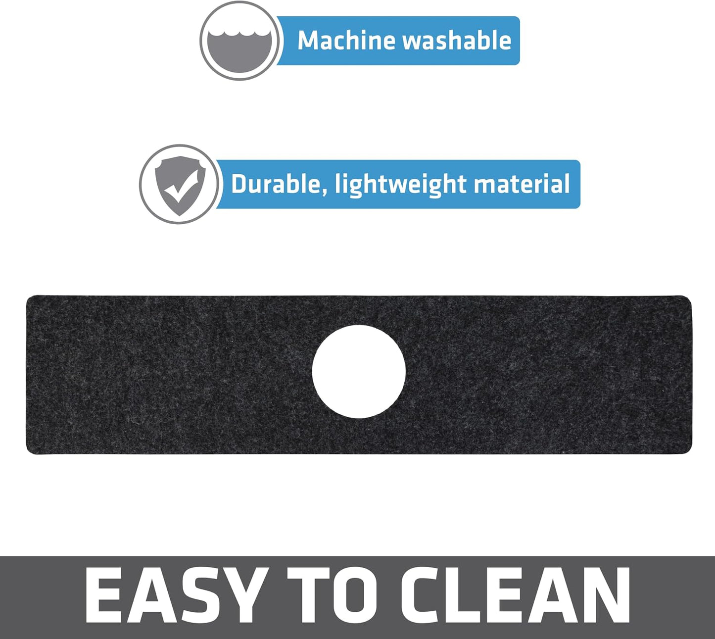 Drymate Faucet Splash Guard Mat for Kitchen & Bathroom Sink, Thin Countertop Drip Protector Drying Pad, Absorbent, Waterproof, Washable (USA Made) (18" W x 4.33" L x 0.13" H With Pre-Cut 2.5" Hole)