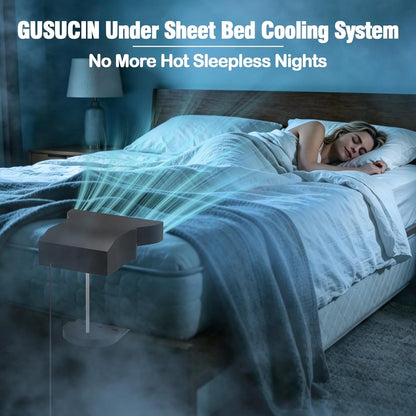 Under Sheet Bed Cooling System with Adjustable Fan Speed, Night Sweat Relief Cooling Fan for Bedroom, Bed Cooling Fan for Cooling and Sleep, Fits All Mattress Heights, Easy Installation (Black)