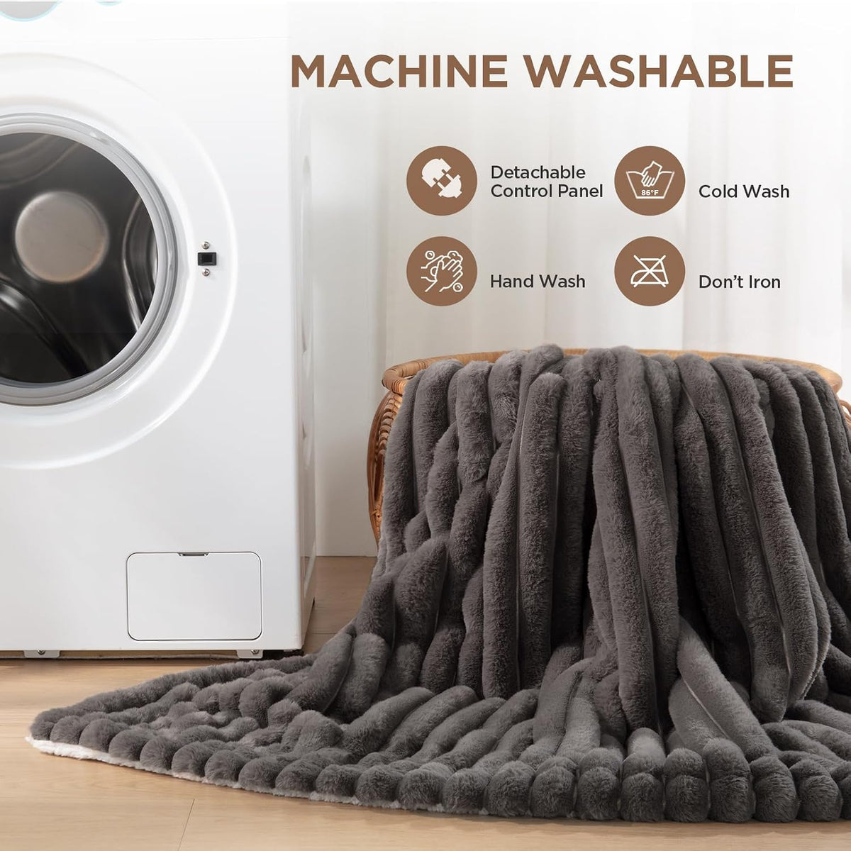 Westinghouse Heated Throw Blanket, 50"x60", Charcoal, ETL Certified
