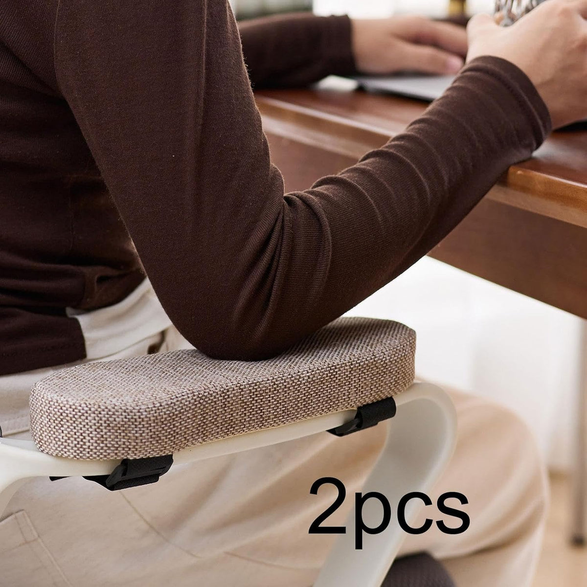 Office Chair Armrest Pad Elbow Cushion Thick Removable Cover Desk Chair Armrest Cushion Arm Padding for Recliners Sofa Home, Beige