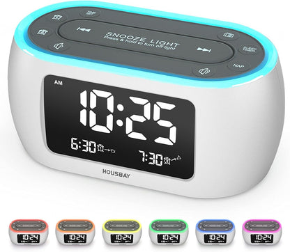 HOUSBAY Digital Alarm Clock Radio for Bedrooms with Night Light