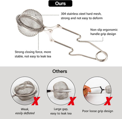 Snap Ball Tea Strainer, Exptolii 3 Pack Stainless Steel Tea Infuser Filter with Handle for Loose Leaf Tea, Spices, Seasonings