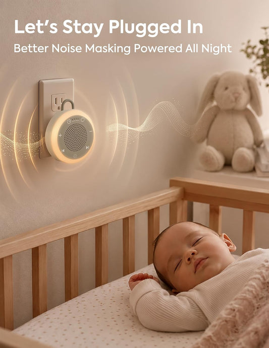 Babelio Pluggy White Noise Machine, Wall Plug-in & Rechargeable, 20 Sounds | Auto-Off Timer, 520mAh Battery, Noise Blocker for Office Privacy, Sleep Aid for Adults & Baby, Easy To Pack And Carry