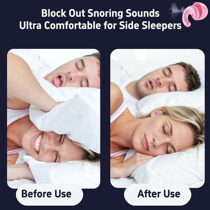Noise Cancelling Ear Plugs Sleep 50dB NRR Side Sleep Small Ear | ultra soft silicone, reusable one-piece design, 4 sizes included, portable case
