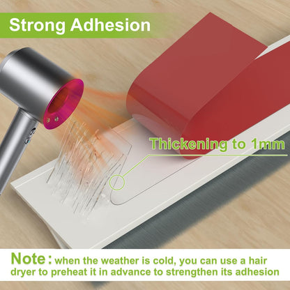 2 PCS Door Brush Bottom Sweep, Draft Stopper 2" W x 39" L, Black | No Residue, Strong Adhesive Self Adhesive Door Sweep for Bottom, Bottom Seal Strip for Dust/Noise/Hot or Cold Air Insulation