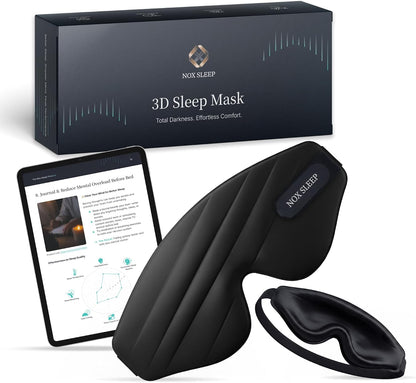 Nox Sleep 3D Sleep Mask for Men, 100% Blackout Eye Mask for Sleep, Ice Silk Lightweight Sleeping Mask for Side Sleepers, Soft Breathable Blindfold Perfect for Travel & Deep Sleep