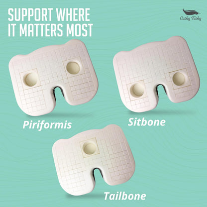 Cushy Tushy Premium Foldable Travel Seat Cushion - for Relief of Lower Back, Sciatic, Butt and Tailbone Pain - for Home & Office Use, Perfect for Travel or Driving - Coccyx Seat Cushion