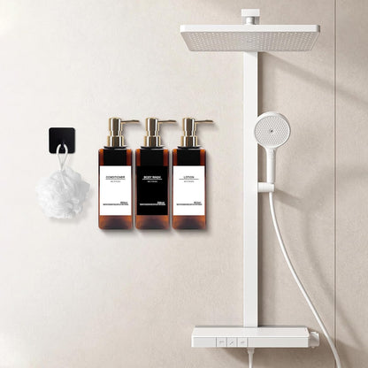 Shampoo Dispenser for Shower Wall, Shampoo and Conditioner Dispenser with 16 Waterproof Labels, No Drill Shower Soap Dispenser Bathroom, Shower Soap Dispenser Wall Mounted 3 Chamber, 17oz,Black | Shampoo Dispenser for Shower Wall, Shower Soap Dispenser