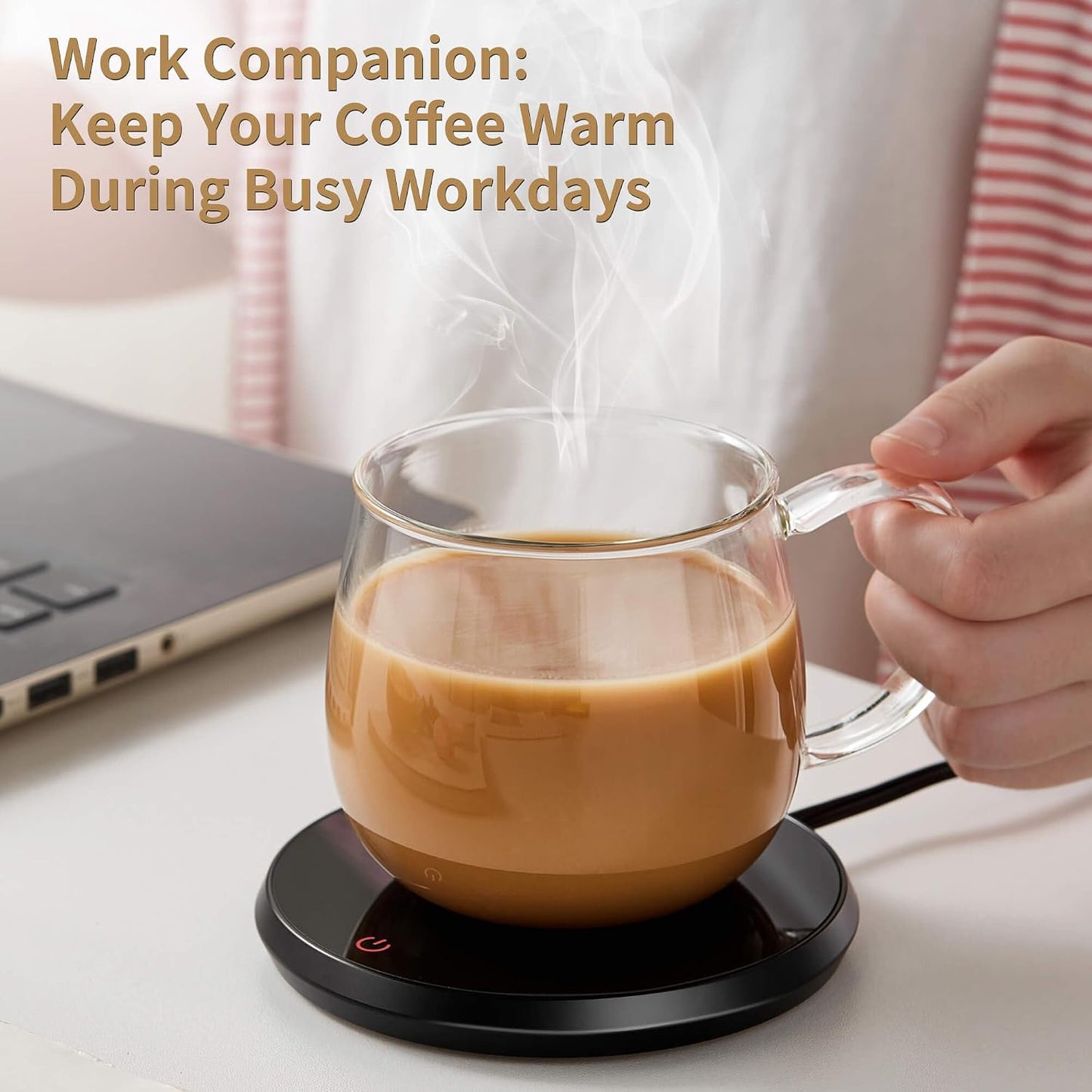 Coffee Mug Warmer for Desk 8H Auto Shut Off, Smart Coffee Cup Warmer with 2 Temperature Setting, Electric Mug Warmer Plate for Coffee, Milk, Tea (Black Rose)