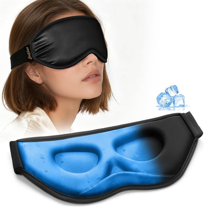 BeeVines 3D Cooling Gel Eye Mask for Puffy Eyes Migraines Headache Fast Relief, After Surgery Care, Ice Pack for Cold Compress, 6 OZ Contoured Weighted Sleep Mask for Sleeping, 100% Blackout